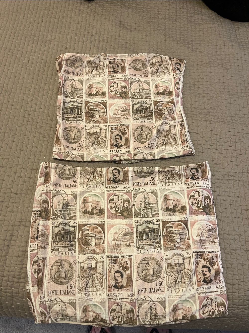 Tiger Mist Passport Stamp Beige and Brown Mini Skirt and Top Set